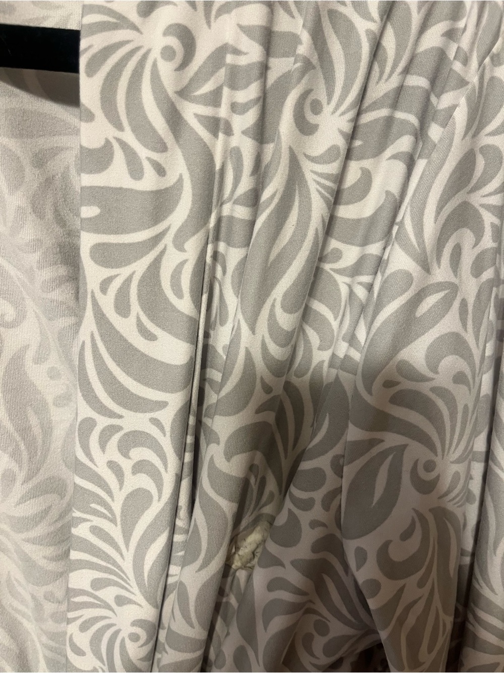 Light Gray Floral Print Women's Robe - Soft Wrap Lounge Robe-S - Picture 3 of 4